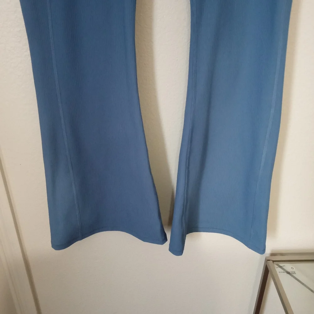 Fabletics Oasis Ribbed Crossover Flare High Waist Ultra Soft Pants Element Blue - Picture 6 of 10